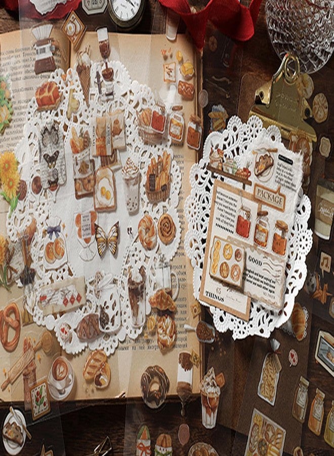 japleed 20 Sheet Life Stickers 180PCS Cartoon Bread Flower Coffee Decorative Decals Vintage Aesthetic Sticker Book for Journaling Retro Scrapbooking Supplies Cute Junk Journal Craft Decor (Life) - Image 3
